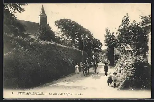 AK Hennequeville, La Route et l'Eglise