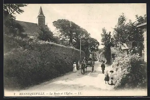 AK Hennequeville, La Route et l'Eglise