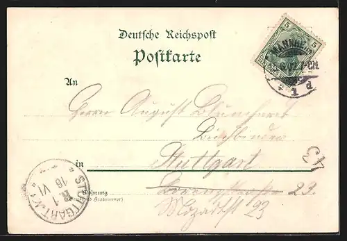 Lithographie Heidelberg, Gasthaus Molkenkur, Station Molkenkur, Bergbahn