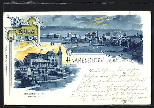 Lithographie Hahnenklee, Hotel Hahnenkleer Hof, Ortsansicht