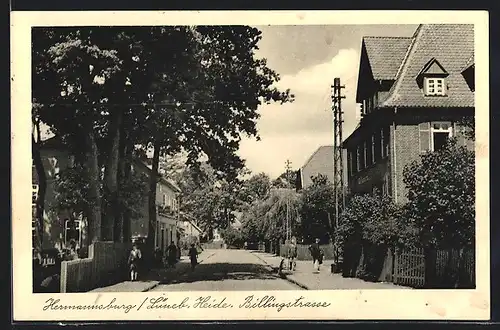 AK Hermannsburg /Lüneb. Heide, Billingstrasse mit Kindern