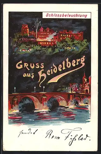 Lithographie Heidelberg, Schlossbeleuchtung