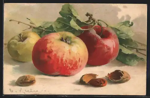 Künstler-AK Catharina Klein: Pfirsiche und Mandeln