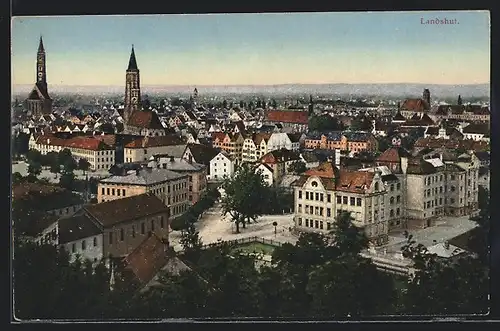 AK Landshut, Gesamtansicht der Stadt