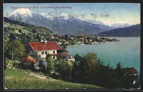 AK Tegernsee, Ortsansicht mit Waliberg und Setzberg