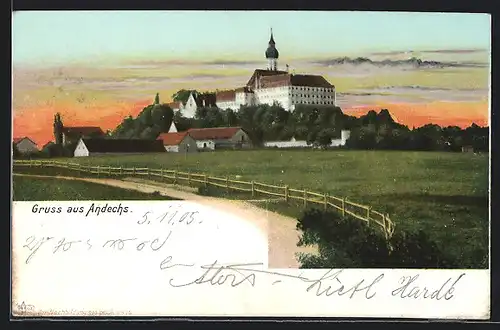 AK Andechs, Blick auf Kloster Andechs