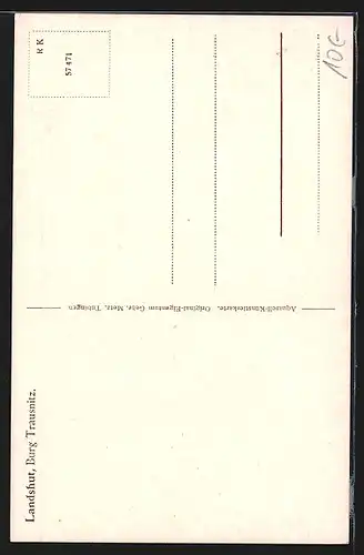 Künstler-AK Landshut, Blick auf Burg Trausnitz