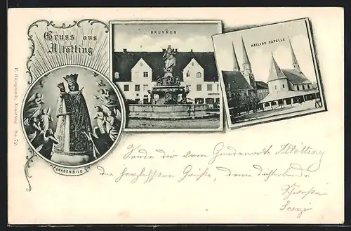 AK Altötting, Brunnen, Heilige Capelle, Gnadenbild