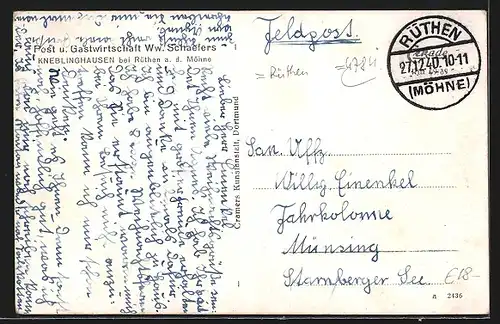 AK Kneblinghausen, Gasthaus Ww. Schaefers, Kapelle, Brunnen