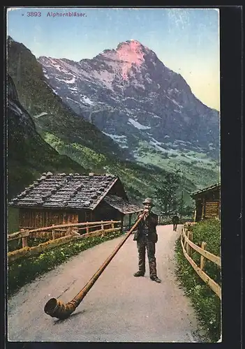 AK Schweizer Alphornbläser am Wegesrand