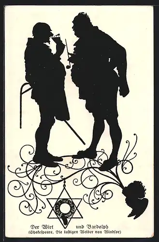 Künstler-AK Shakespeare Die lustigen Weiber von Windsor, Der Wirt und Bardolph