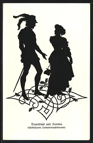 AK William Shakespeares Sommernachtstraum, Demetrius und Hermia, Silhouette