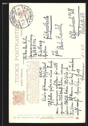 Künstler-AK Johann Wolfang von Goethe in feiner Kleidung