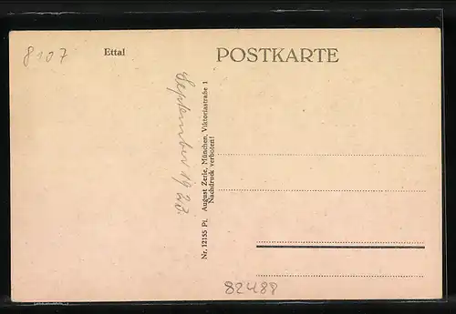 AK Ettal, Ortspartie im Gebirge