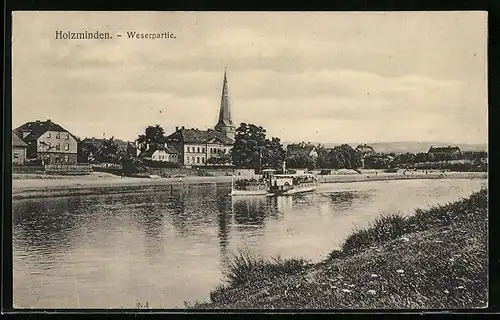 AK Holzminden, Dampfer auf der Weser