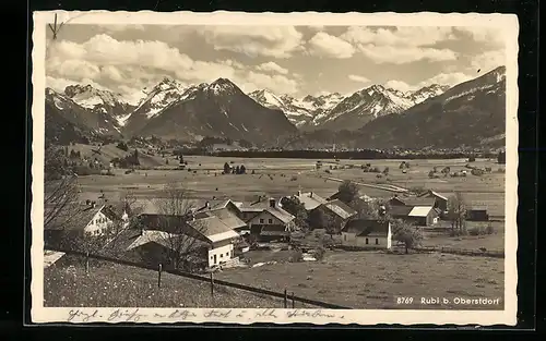 AK Rubi, Ortpanorama mit Bieberkopf, Kratzer, Griesgundkopf