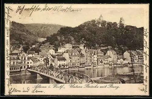 AK Altena i. Westf., Untere Brücke mit Burg