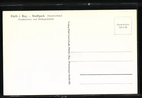 AK Fürth i. Bay., Stadtpark, Fontänehof und Milchgaststätte