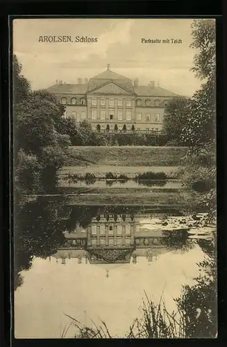 AK Arolsen, Schloss, Parkseite mit Teich