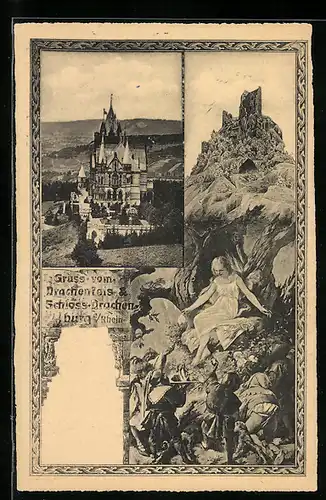 AK Königswinter, Drachenfels & Schloss-Drachenburg