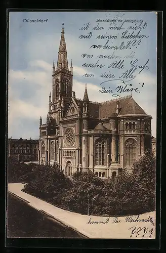 AK Düsseldorf, Johanniskirche mit Justizgebäude