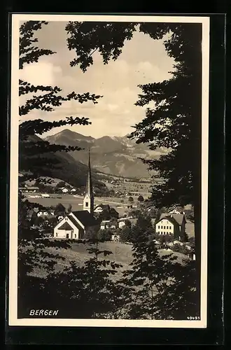AK Bergen, Ortsansicht mit Kirche