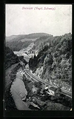 AK Steinicht / Vogtl. Schweiz, Blick auf die Bergbahn