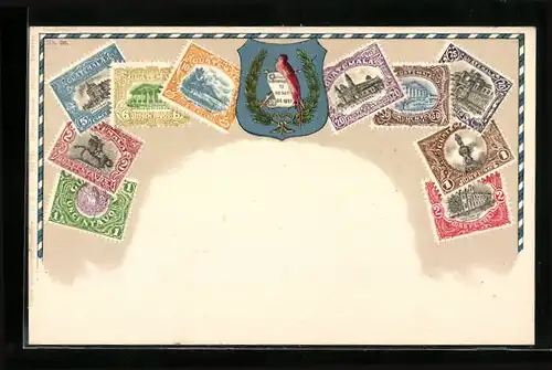 AK Briefmarken aus Guatemala