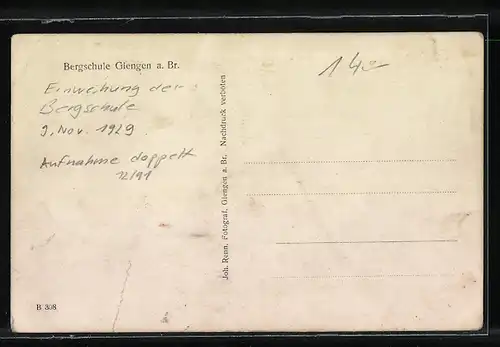 AK Giengen a. Br., Ansicht der Bergschule