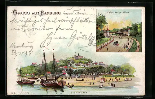 Lithographie Hamburg, Helgoländer Allee, Blankenese