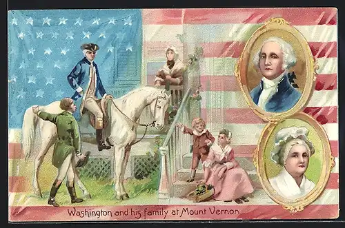 Präge-AK Washington and his family at Mount Vernon, Präsident der USA