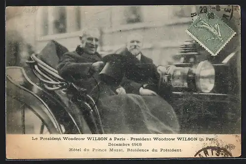 AK Präsident der USA Woodrow Wilson in Paris 1918