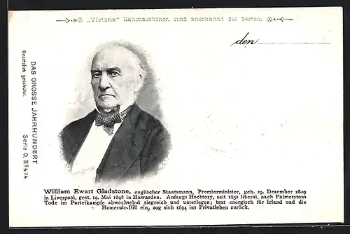 AK William Ewart Gladstone, englischer Staatsmann, Premierminister