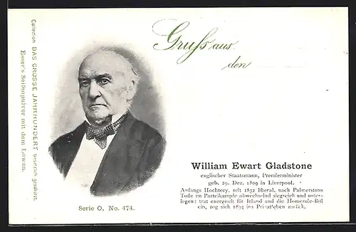 AK Porträt William Ewart Gladstone, englischer Staatsmann & Premierminister