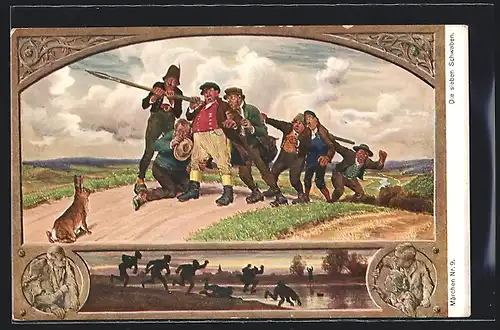 Künstler-AK Paul Hey: Märchen Die sieben Schwaben