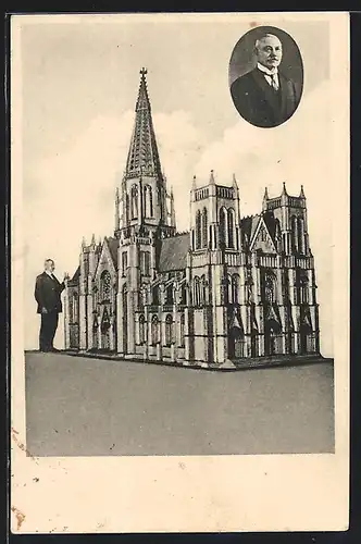 AK Modell der Kathedrale zu New York, Streichholzwunderwerk von W. Lempertz aus Coesfeld