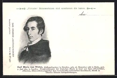 AK Portrait des Komponisten Carl Maria von Weber