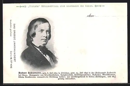 AK Robert Schumann, 1810-1856, Komponist