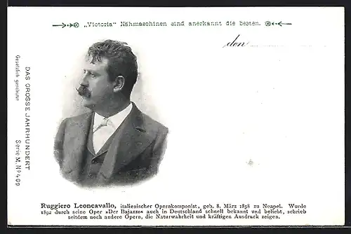 AK Portrait des Komponisten Ruggiero Leoncavallo