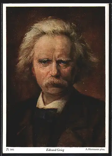 Künstler-AK Portrait des Komponisten Edvard Grieg