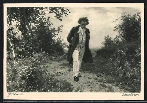 Künstler-AK Ludwig von Beethoven bei Spaziergang