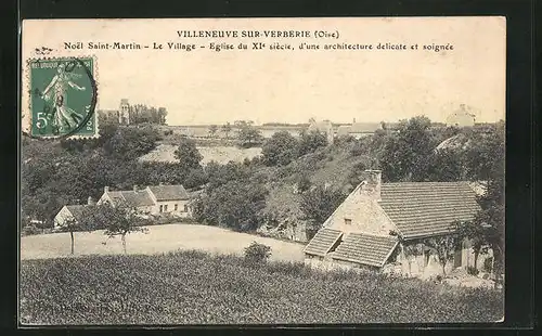 AK Villeneuve-sur-Verberie, Noel Saint-Martin, Le Village, Eglise du XIe siècle