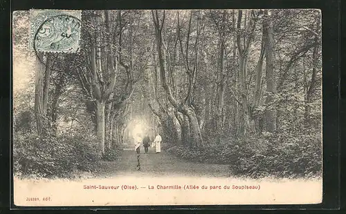 AK Saint-Sauveur, La Charmille (Allée du parc du Soupiseau), Allee in einem Park