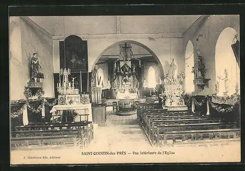 AK Saint-Quentin-des-Prés, Vue intérieure de l`Eglise, Innenansicht der Kirche