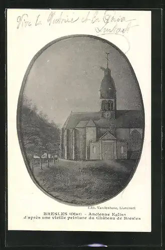 Künstler-AK Bresles, Ancienne Eglise d`après une vieille peinture du Château de Bresles