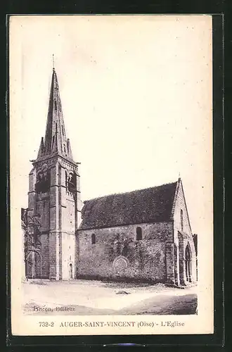 AK Auger-Saint-Vincent, Facade de l`Eglise