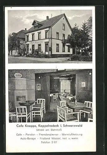 AK Kappelrodeck / Schwarzwald, Cafe Knapps, Innen- und Aussenansicht