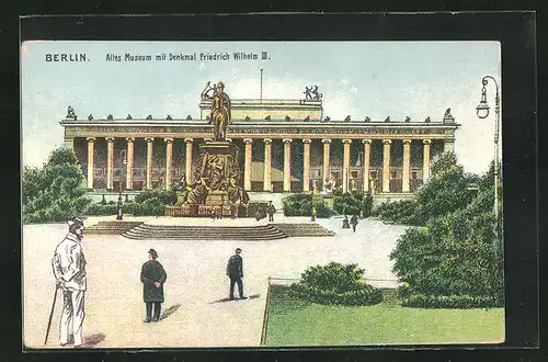 AK Berlin, Altes Museum mit Denkmal Friedrich Wilhelm III.