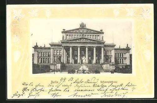 Präge-AK Berlin, Schauspielhaus am Gendarmenmarkt mit Passepartoutrahmen