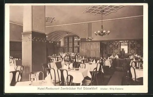 AK Düsseldorf, Hotel-Restaurant Zweibrücker Hof, Königsallee 92, Speisesaal